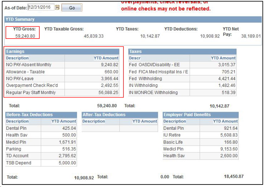 find the YTD Gross amount